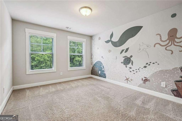 2817 White Oak Ln, Decatur, GA 30032 - carpeted empty room featuring baseboards and wallpapered walls