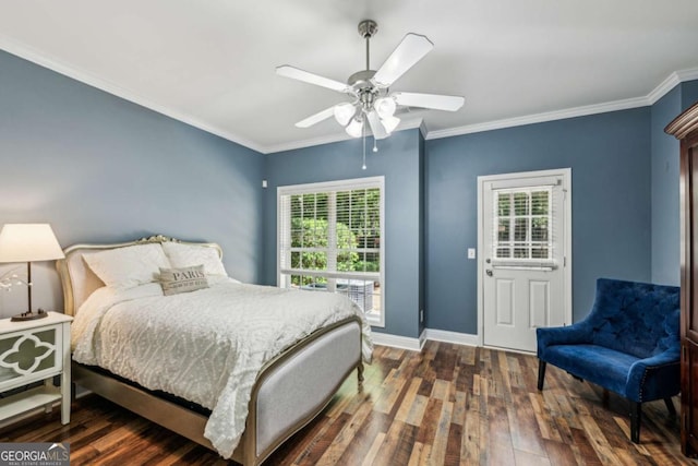 3150 Stonewyck Pl, Decatur, GA 30033 - bedroom featuring wood finished floors, ornamental molding, and a ceiling fan