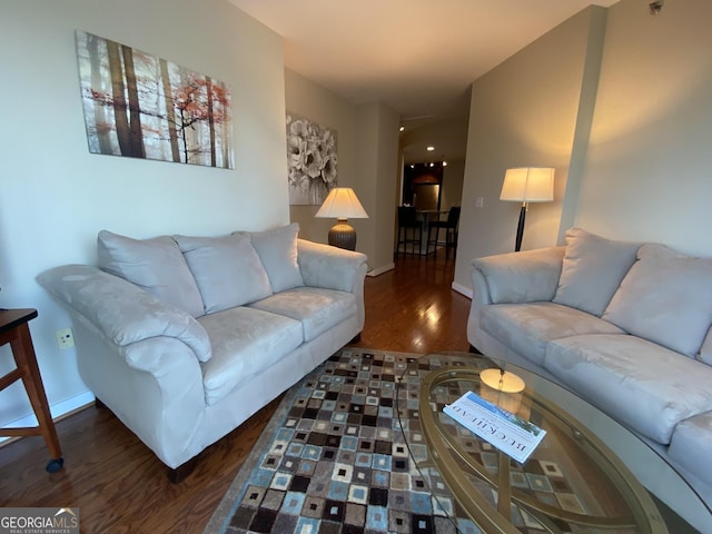 3338 Peachtree Rd NE Apt 505, Atlanta, GA 30326 - living room with wood finished floors and baseboards