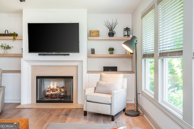 1013 Liberty Springs Dr, Woodstock, GA 30188 - living area featuring wood finished floors and a warm lit fireplace