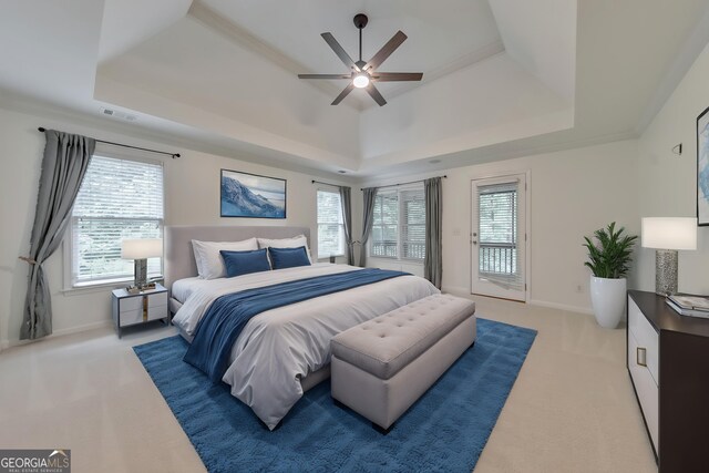 1575 Petal Pt NW, Kennesaw, GA 30152 - bedroom featuring a raised ceiling, access to exterior, carpet floors, and baseboards