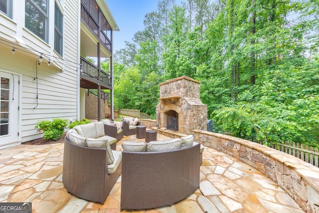 1575 Petal Pt NW, Kennesaw, GA 30152 - view of patio with an outdoor living space with a fireplace