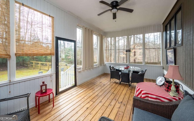 2796 County Line Rd NW, Acworth, GA 30101 - sunroom / solarium with ceiling fan, plenty of natural light, and outdoor dining area