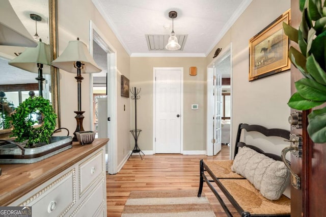2796 County Line Rd NW, Acworth, GA 30101 - entrance foyer with light wood finished floors, baseboards, and ornamental molding