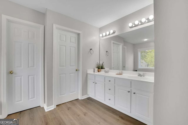 955 Mill Creek Ave, Canton, GA 30115 - full bathroom featuring double vanity, wood finished floors, and baseboards