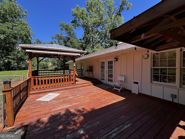 2976 Twin Pine Rd, Thomson, GA 30824 - wooden terrace with french doors and a gazebo