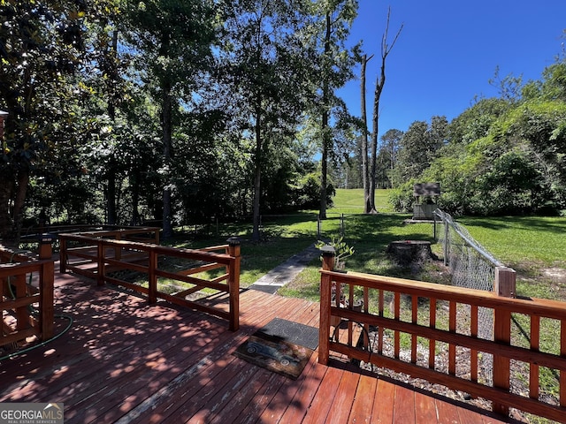 2976 Twin Pine Rd, Thomson, GA 30824 - deck with a yard and view of wooded area