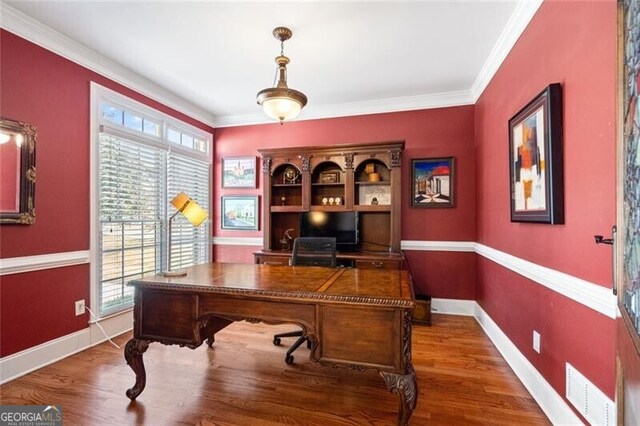 4115 Gold Mill Rdg, Canton, GA 30114 - office space featuring baseboards, crown molding, and wood finished floors