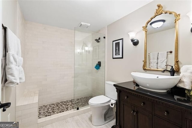 4115 Gold Mill Rdg, Canton, GA 30114 - bathroom with toilet, vanity, and walk in shower