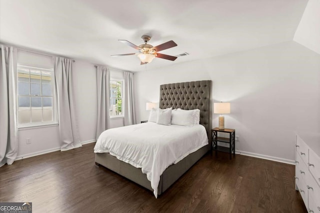 5120 Falcon Chase Ln, Atlanta, GA 30342 - bedroom with dark wood-type flooring, baseboards, and ceiling fan