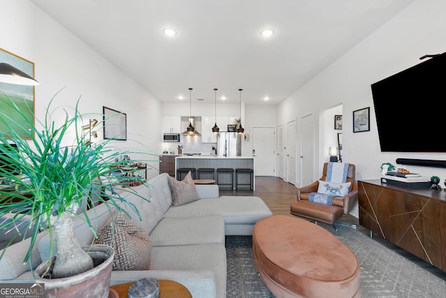 112 Rogers St NE Unit 410, Atlanta, GA 30317 - living area with recessed lighting and dark wood-type flooring