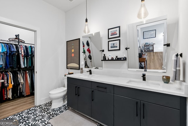 112 Rogers St NE Unit 410, Atlanta, GA 30317 - bathroom featuring double vanity, toilet, and a walk in closet