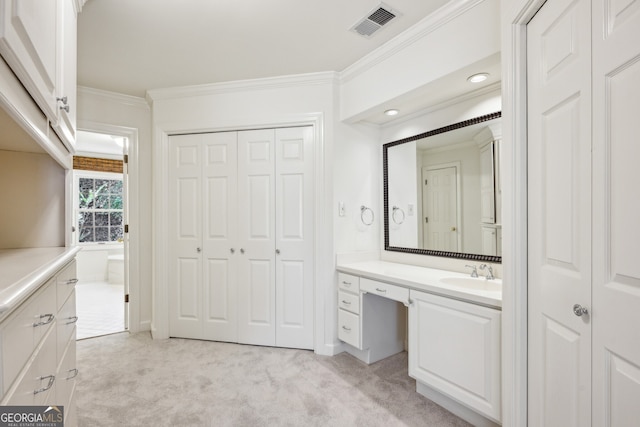 51 Ivy Chase NE, Atlanta, GA 30342 - bathroom with vanity, ornamental molding, and a closet