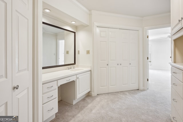 51 Ivy Chase NE, Atlanta, GA 30342 - bathroom with ornamental molding, vanity, a closet, and recessed lighting