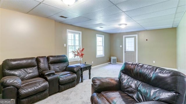 118 Valleyside Dr, Dallas, GA 30157 - living area with light carpet, a drop ceiling, and baseboards
