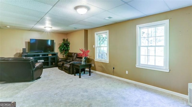 118 Valleyside Dr, Dallas, GA 30157 - living room with carpet, a drop ceiling, and baseboards