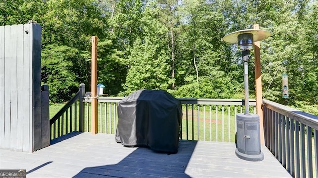 118 Valleyside Dr, Dallas, GA 30157 - deck featuring area for grilling and view of wooded area