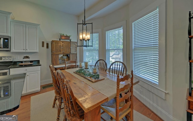 276 E Tugalo St, Toccoa, GA 30577 - dining area with a chandelier and light wood-style flooring