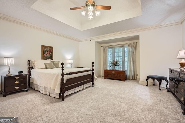 5161 Hermitage Dr, Powder Springs, GA 30127 - bedroom featuring light colored carpet, ornamental molding, baseboards, and a raised ceiling