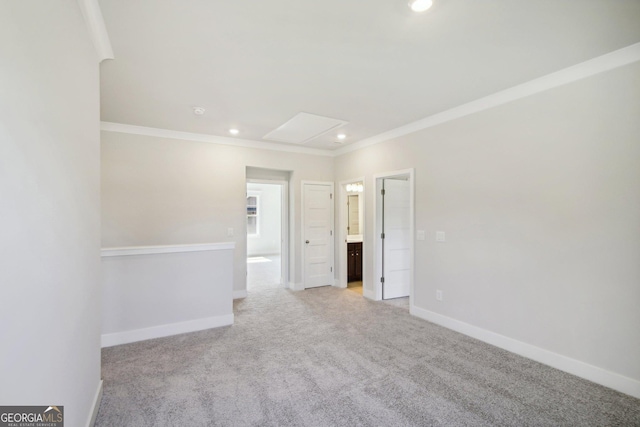 5344 Milford Dr Unit 183A, Gainesville, GA 30507 - spare room featuring crown molding, light carpet, recessed lighting, and baseboards