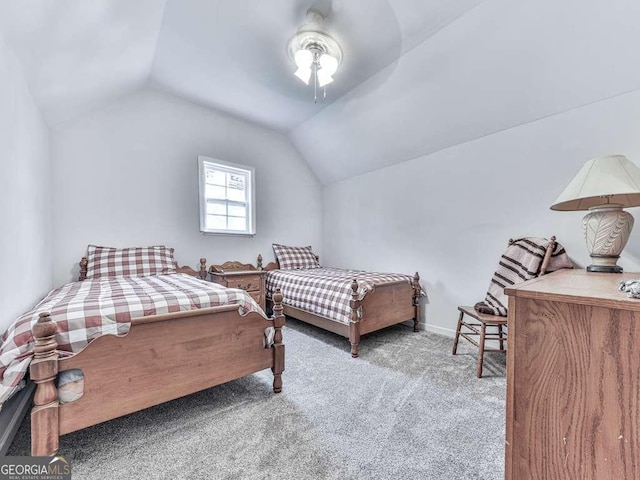3931 Upper Bethany Rd, Ball Ground, GA 30107 - bedroom featuring lofted ceiling, carpet, a ceiling fan, and baseboards