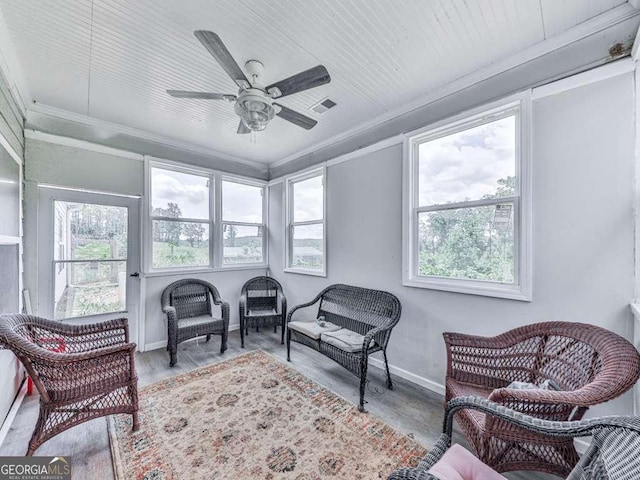 3931 Upper Bethany Rd, Ball Ground, GA 30107 - sunroom with baseboards, ornamental molding, and wood finished floors