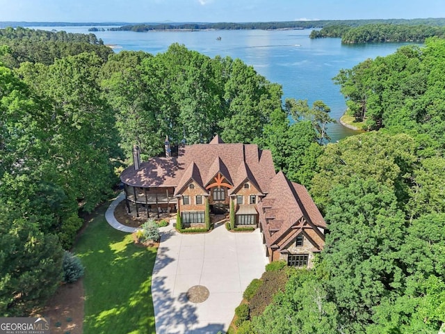 6678 Gaines Ferry Rd, Flowery Branch, GA 30542 - aerial overview of property's location featuring a large body of water and a forest