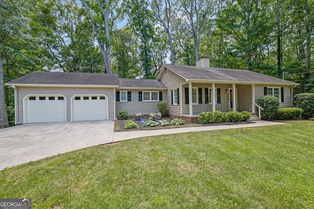 4516 Creekwood Cir NW, Kennesaw, GA 30152 - single story home featuring concrete driveway, an attached garage, a chimney, a front yard, and board and batten siding