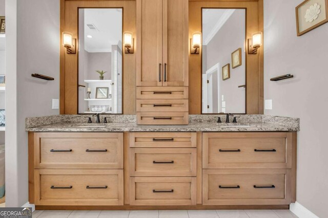 117 Valley View Ct, Blairsville, GA 30512 - full bathroom featuring double vanity, baseboards, and tile patterned floors