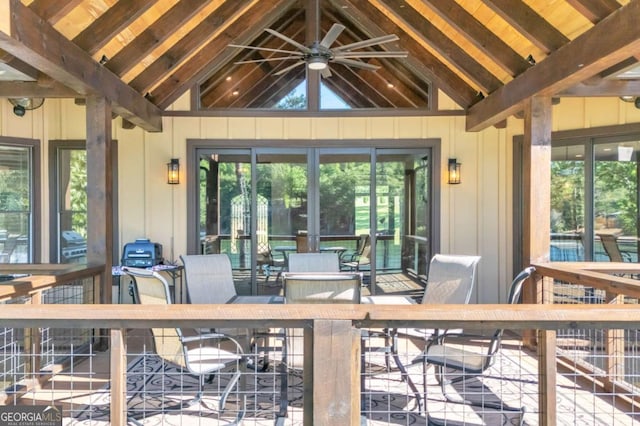 117 Valley View Ct, Blairsville, GA 30512 - deck featuring outdoor dining space and ceiling fan