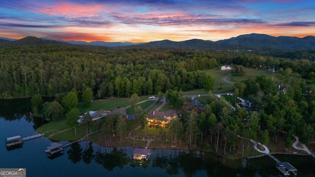 117 Valley View Ct, Blairsville, GA 30512 - aerial view at dusk of a water and mountain view and a wooded view