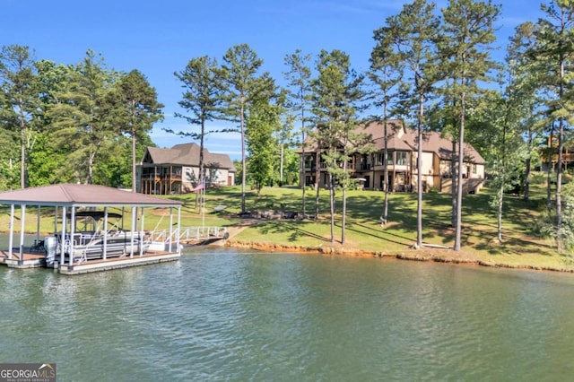117 Valley View Ct, Blairsville, GA 30512 - dock featuring a water view, boat lift, and a yard
