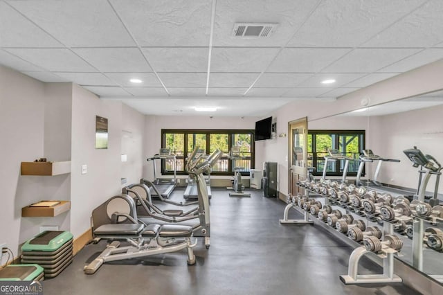 117 Valley View Ct, Blairsville, GA 30512 - workout area featuring a drop ceiling and recessed lighting