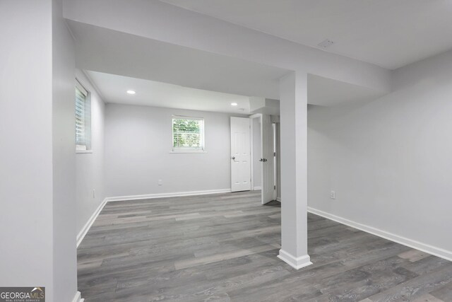 623 Montevista St SW, Atlanta, GA 30310 - below grade area featuring wood finished floors, baseboards, and recessed lighting