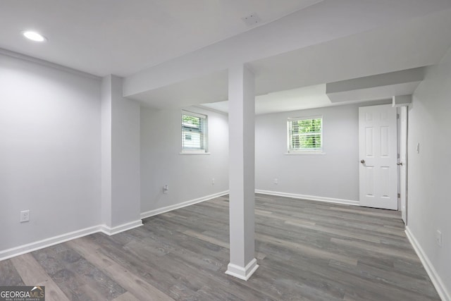 623 Montevista St SW, Atlanta, GA 30310 - below grade area with wood finished floors, baseboards, and recessed lighting