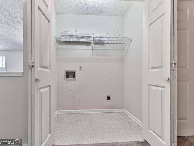 301 Jetta Ln, Canton, GA 30115 - laundry room with hookup for a washing machine, a textured ceiling, and electric dryer hookup