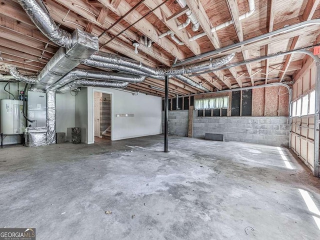 301 Jetta Ln, Canton, GA 30115 - below grade area with water heater and concrete block wall