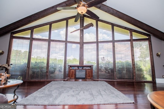 1050 Denton Rd, Douglasville, GA 30134 - living room featuring wood finished floors, plenty of natural light, and ceiling fan
