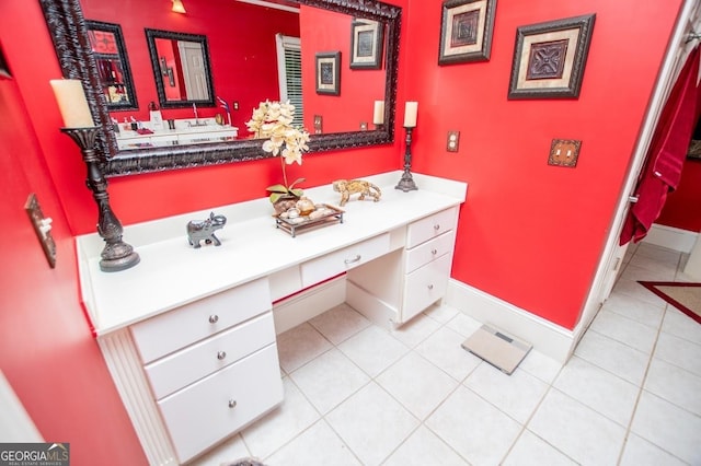 1050 Denton Rd, Douglasville, GA 30134 - bathroom with vanity, baseboards, and tile patterned floors