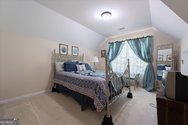 413 Tuxedo Dr, Commerce, GA 30530 - bedroom featuring light colored carpet and lofted ceiling