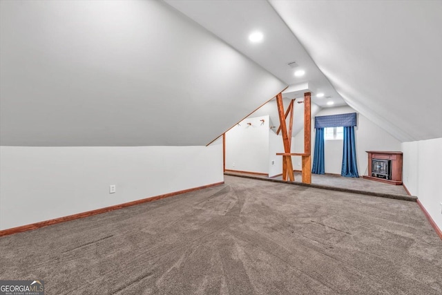 413 Tuxedo Dr, Commerce, GA 30530 - additional living space featuring vaulted ceiling, carpet, baseboards, and recessed lighting