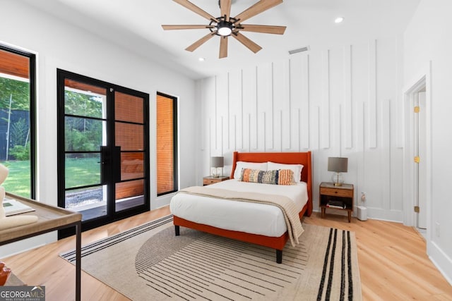 5370 Greenleaf Dr SW, Mableton, GA 30126 - bedroom featuring light wood-type flooring, recessed lighting, and ceiling fan