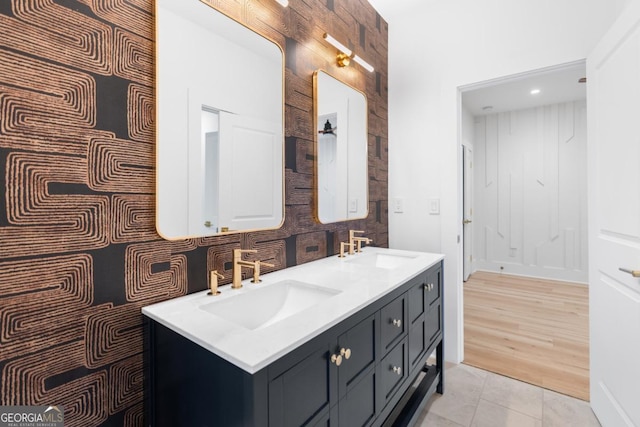 5370 Greenleaf Dr SW, Mableton, GA 30126 - full bathroom featuring double vanity and tile patterned floors