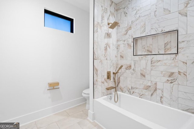 5370 Greenleaf Dr SW, Mableton, GA 30126 - bathroom with toilet, baseboards, shower / tub combination, and tile patterned floors