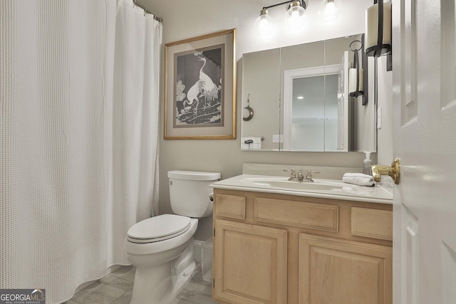 1000 Pleasance Grv, Peachtree City, GA 30269 - bathroom featuring vanity, toilet, and curtained shower