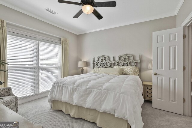 1000 Pleasance Grv, Peachtree City, GA 30269 - carpeted bedroom with ornamental molding and ceiling fan