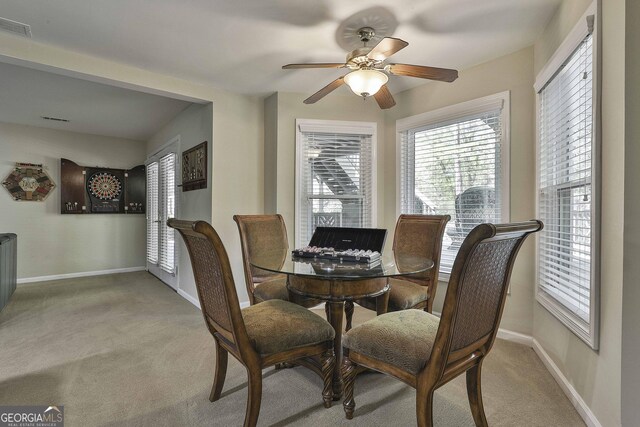 1000 Pleasance Grv, Peachtree City, GA 30269 - dining space with plenty of natural light, baseboards, and light carpet