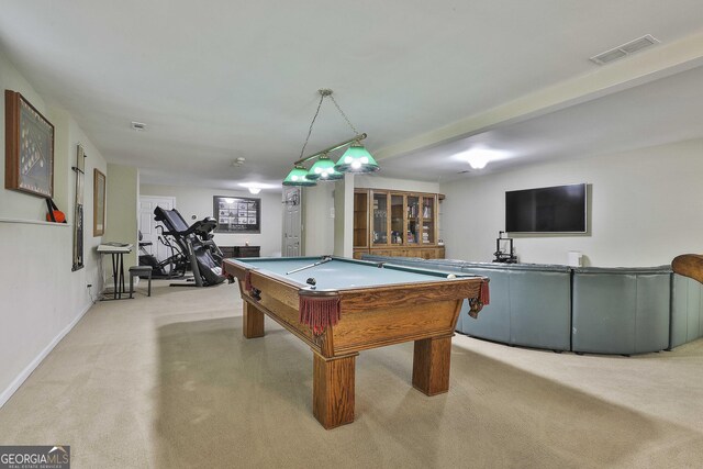1000 Pleasance Grv, Peachtree City, GA 30269 - game room featuring light carpet, pool table, and baseboards