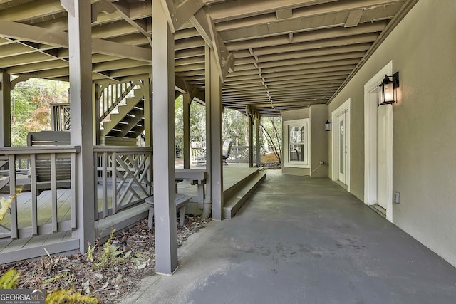 1000 Pleasance Grv, Peachtree City, GA 30269 - view of patio / terrace featuring stairway, a deck, and an attached carport