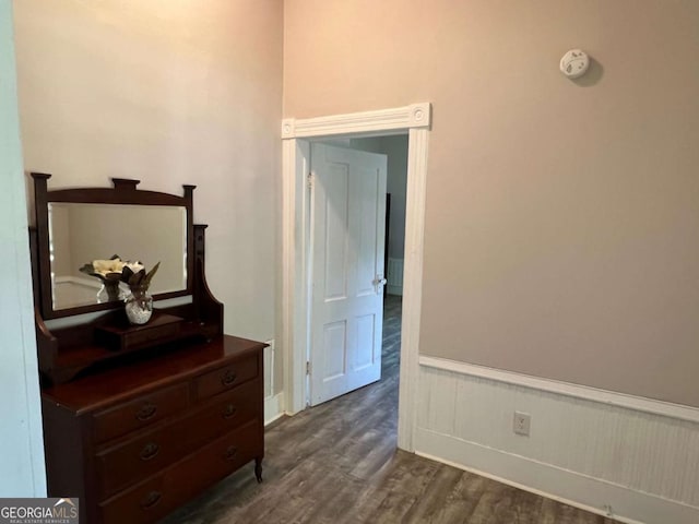 243 Old Acworth Rd, Dallas, GA 30132 - hallway with dark wood-style flooring and baseboards